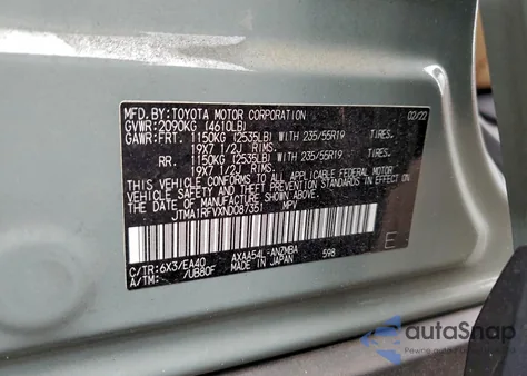 2022 Toyota Rav4 Xle Premium z USA, uszkodzony, nr VIN JTMA1RFVXND087351